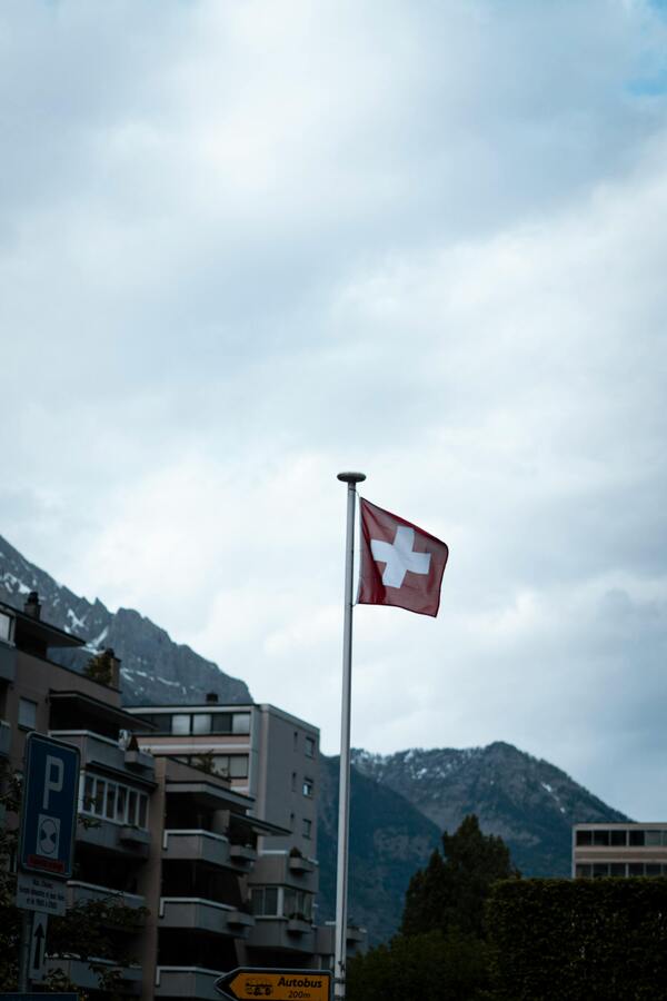 Swiss flag pole city mountains — USA Crypto Regulation 2026: SEC, CFTC & FIT21 Explained